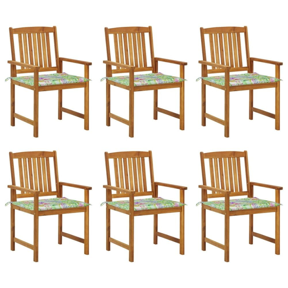 Vidaxl Záhradné stoličky s podložkami 6 ks masívne akáciové drevo